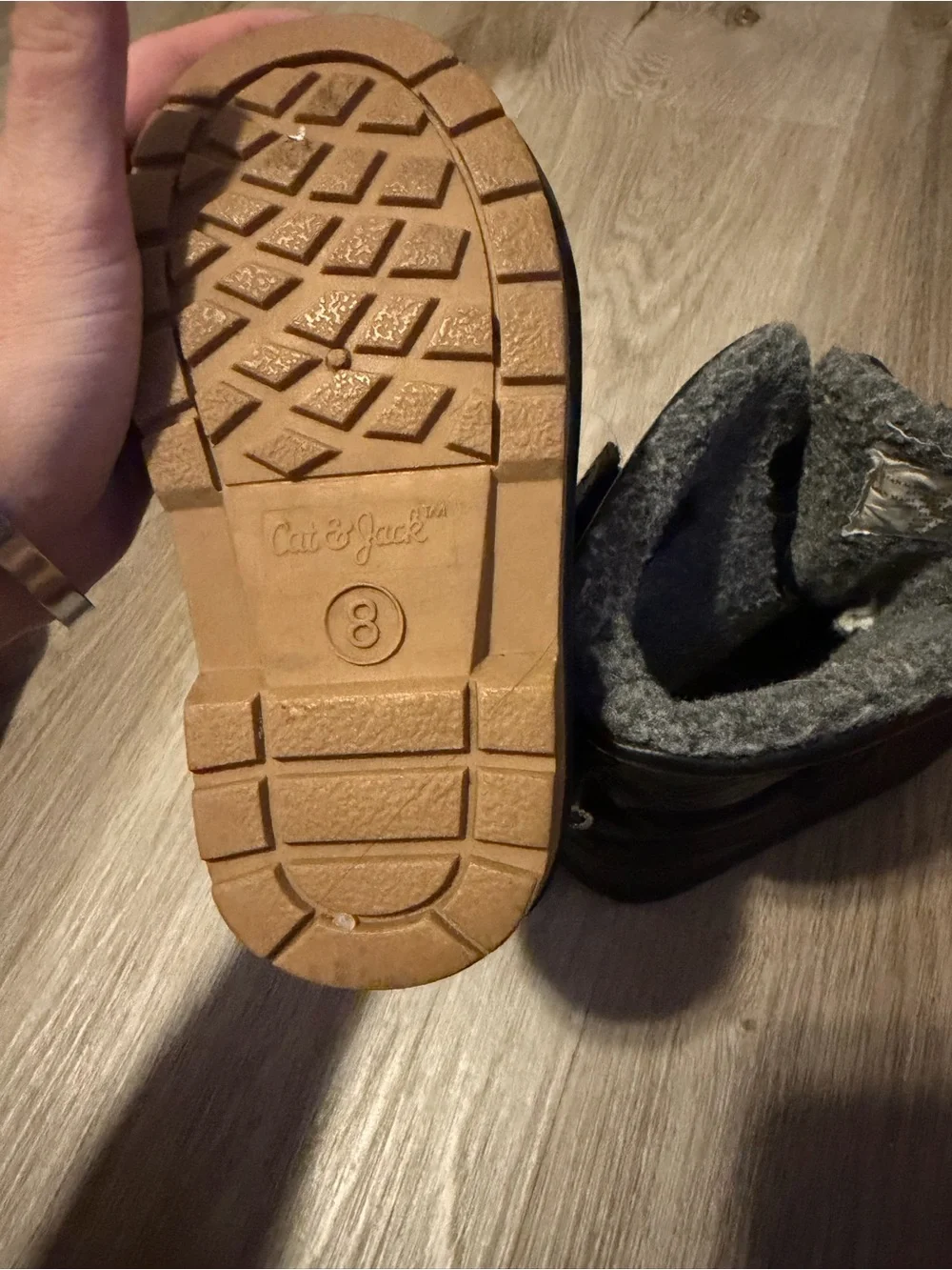 Cat & Jack Black Kids' Snow Boots with Grey Lining